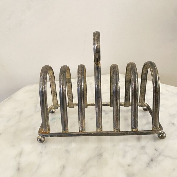 Vintage English Traditional Silver Plate Toast Rack  / Letter Holder 6 Slots - Picture 2 of 5